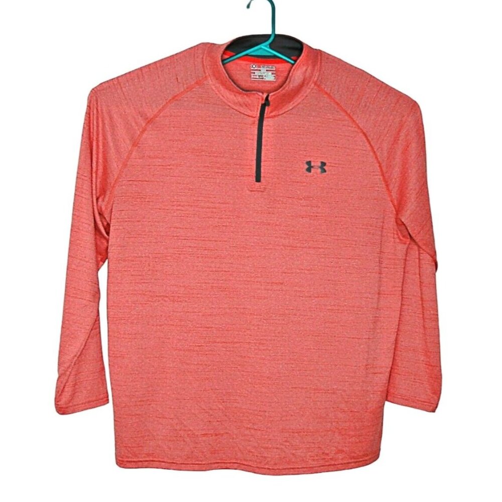 Under Armour Heat Gear Tech 1/4 Zip Loose Fit Shirt 2XL Coral Gray L/S Lightwght